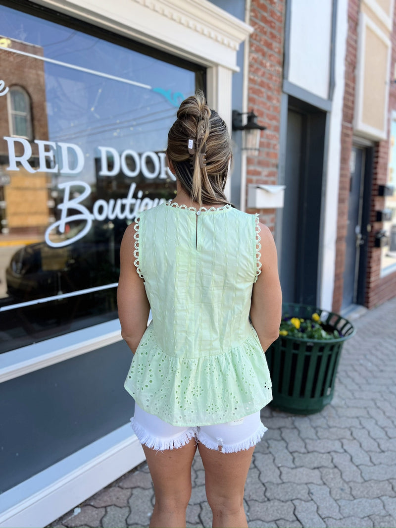 Lime Tank With Eyelet Detail