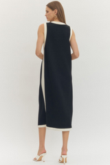 Black Cream Trim Maxi Dress