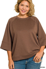 Curvy Scuba 3/4 Sleeve Pullover