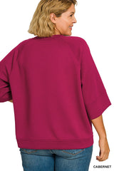 Curvy Scuba 3/4 Sleeve Pullover