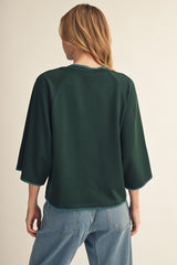 Green Stitch Accent Top