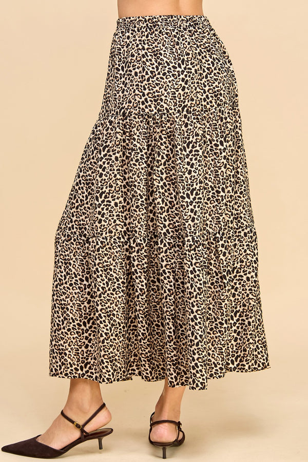 Leopard Print Three Tier Skirt