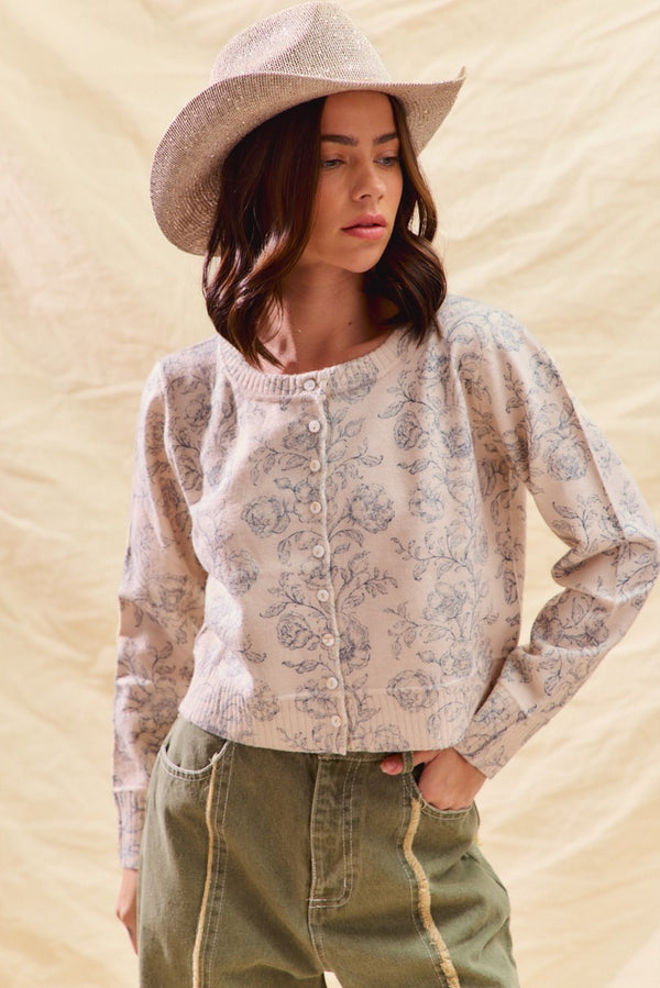 Floral Button Front Cardigan