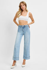 April's Light Wash High Rise Wide Leg Crop Jeans