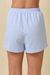 Light Blue Knit Shorts with Bow Embroidery Details