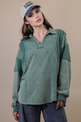 Curvy Exposed Seam Mineral Wash Sweatshirt