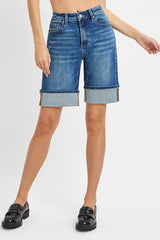 Curvy Poet's High Rise Mid Length Cuffed Shorts