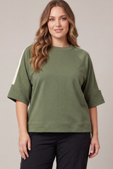 Curvy Contrast Half Sleeve Scuba Top