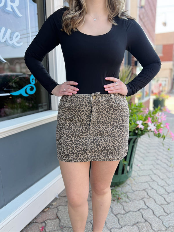 Leopard Print Mini Skirt