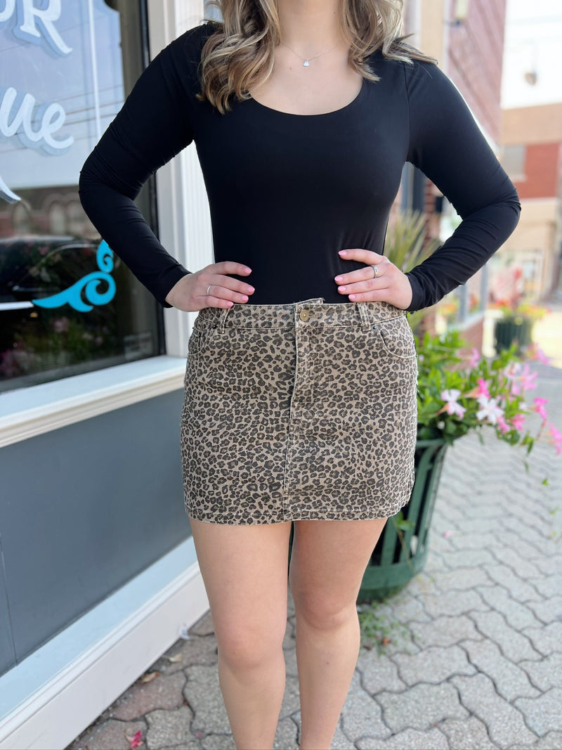 Leopard Print Mini Skirt