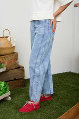 Floral Washed Denim Patterned Jeans