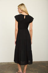 Tiered Smocked Short Sleeve Midi Dress