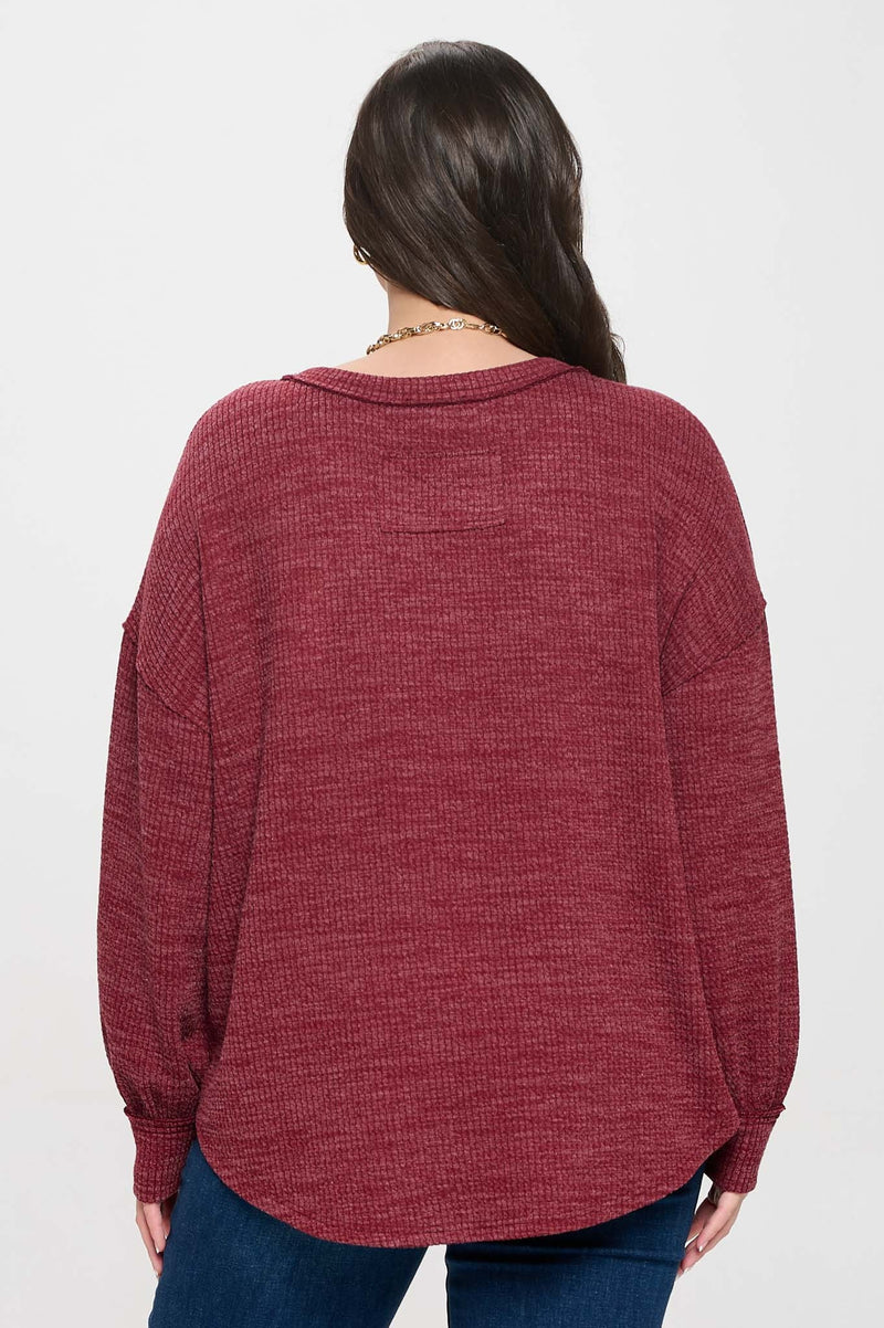 Curvy Soft Textured Drop Shoulder Top