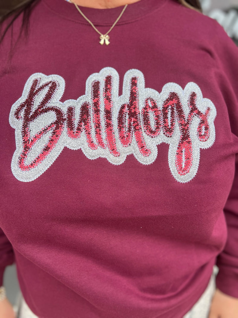 Maroon Bulldogs Glitter Crewneck