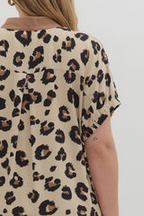 Leopard Contrast Collar Mini Dress