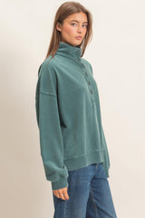 Mineral Wash Button Front Sweatshirt