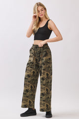 Camo Wide Leg Cotton Pants