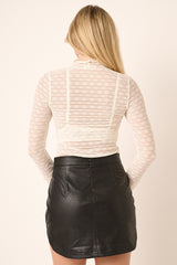 Cream Textured Sheer Top