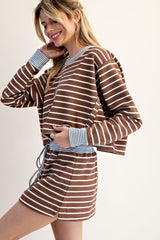 Mocha Striped Cropped Shirt