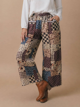 Patchwork Floral French Terry Pants