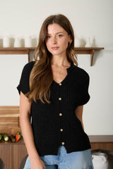 Short Sleeve Knit Sleeveless Sweater