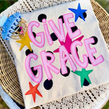 Natural Give Grace Colorful Star  Design Tee