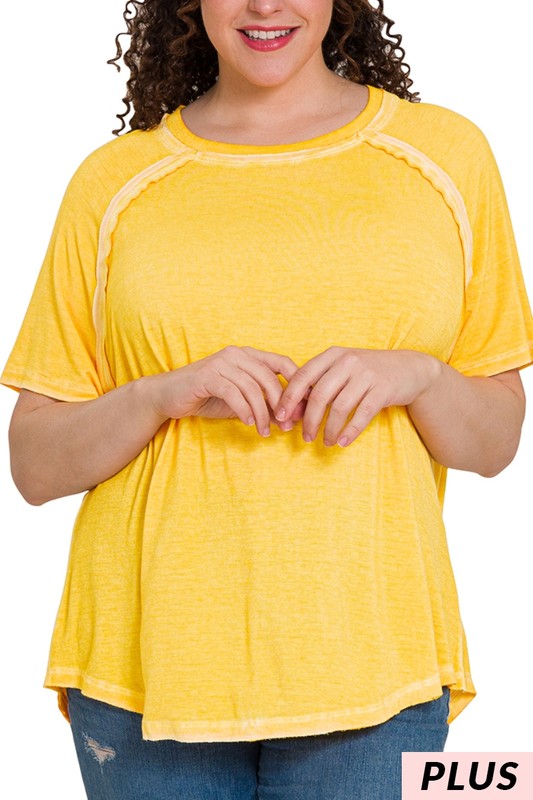 Curvy Distressed Hem Tee