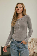 Ribbed Long Sleeve Henley