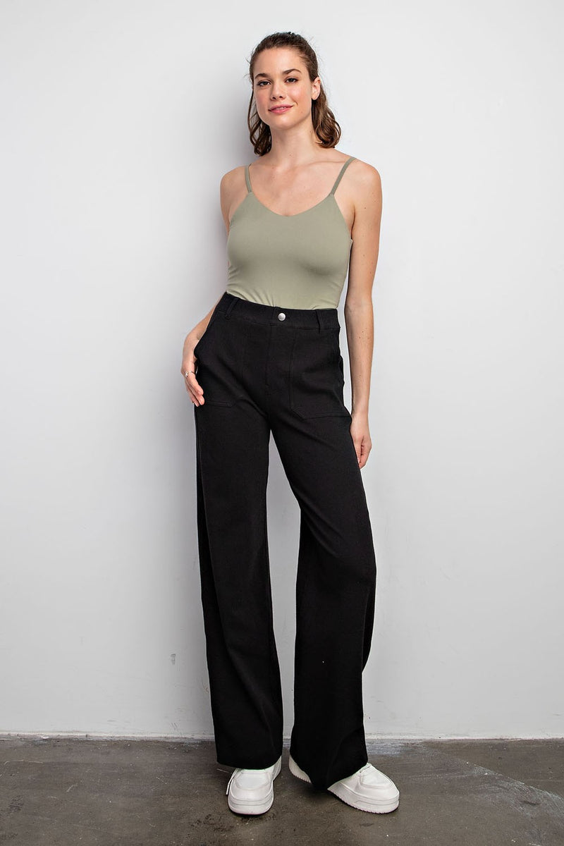 Curvy Twill Stretch Wide Leg Pants
