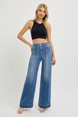Ollie's High Rise Wide front Pintuck Jeans
