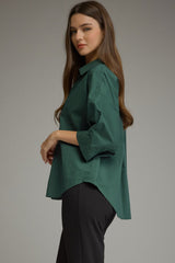 Solid 3/4 Sleeve Collared Top