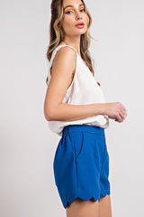 Royal Blue high Waisted Scallop Edge Shorts
