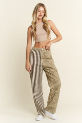 Mix Leopard and Stripe Pants
