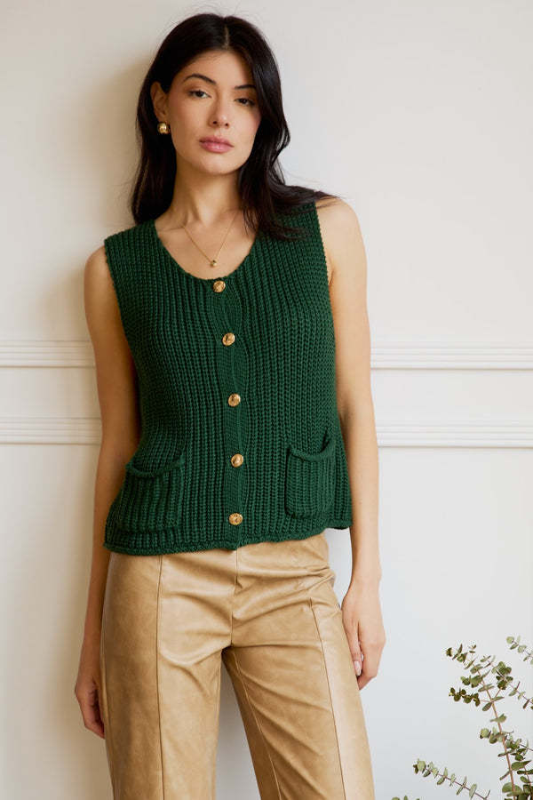 Green Button Down Sweater Vest