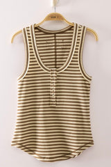 Striped Button Front Tank