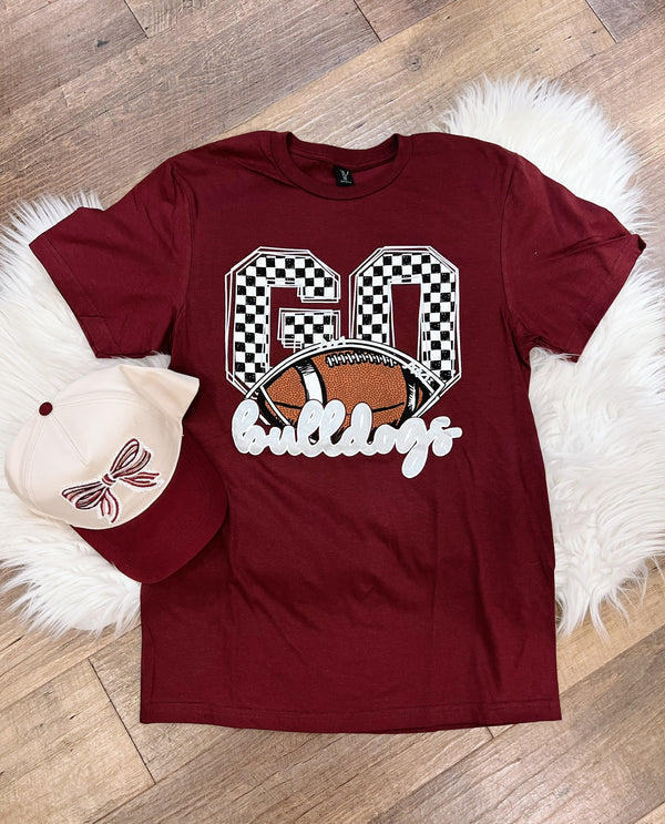 Go Bulldogs Maroon Football Spirit Tee