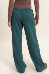 Green Elastic Waist Straight Leg Pants
