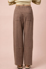 Mocha Mineral Wash Wide Leg Pants