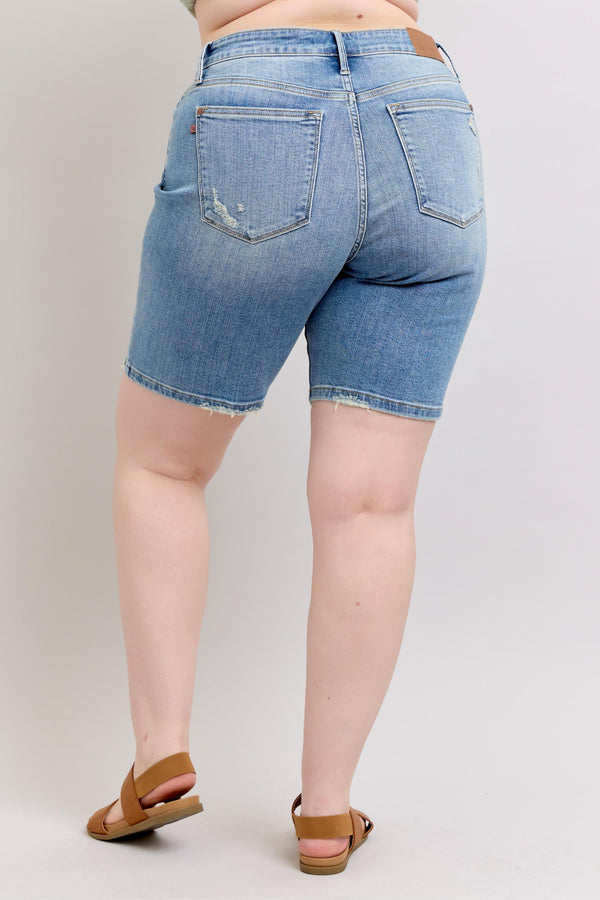 Curvy Callaway High Rise Vintage Washed Bermuda Shorts