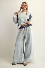 Sage Color Block Denim Pants
