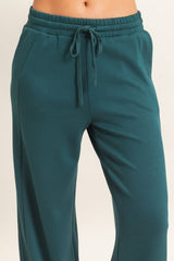 Green Elastic Waist Straight Leg Pants