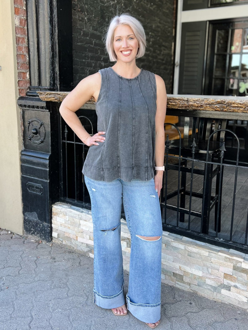 Poly Sleeveless Textured Top