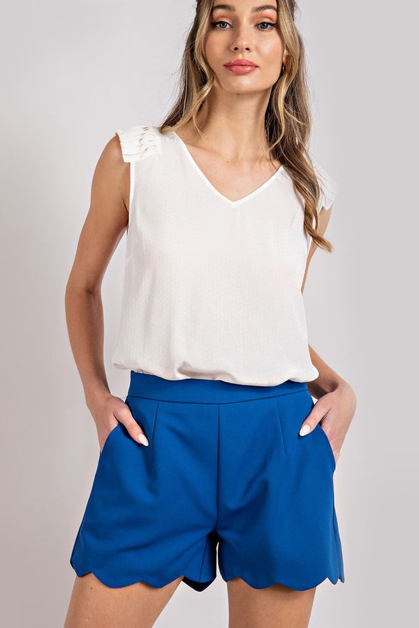 Royal Blue high Waisted Scallop Edge Shorts