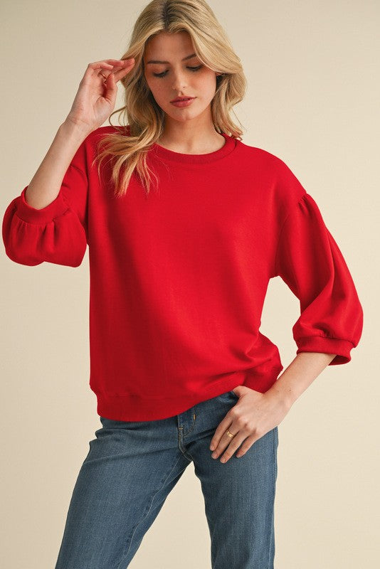 Red 3/4 Sleeve Top
