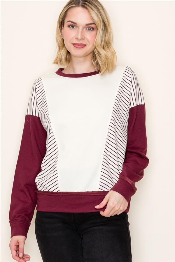 Striped Color Block Crewneck