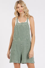 Green Mineral Wash Romper W/ Adjustable Straps