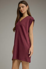 Burgundy Sleeveless V-Neck Dress