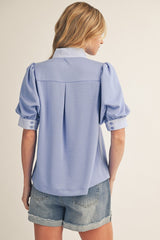 Stripe Contrast Trim Top