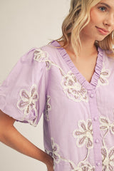 Lavender 3D Floral Applique Dress