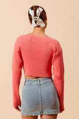 Ivory Ribbed Crop Top With Shaped Hem